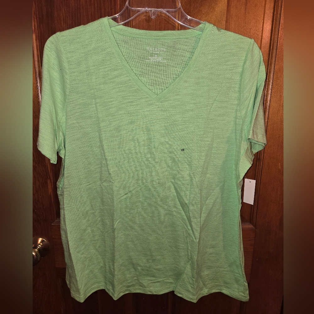 Talbots Mint Green V-Neck Tee SZ 2X
